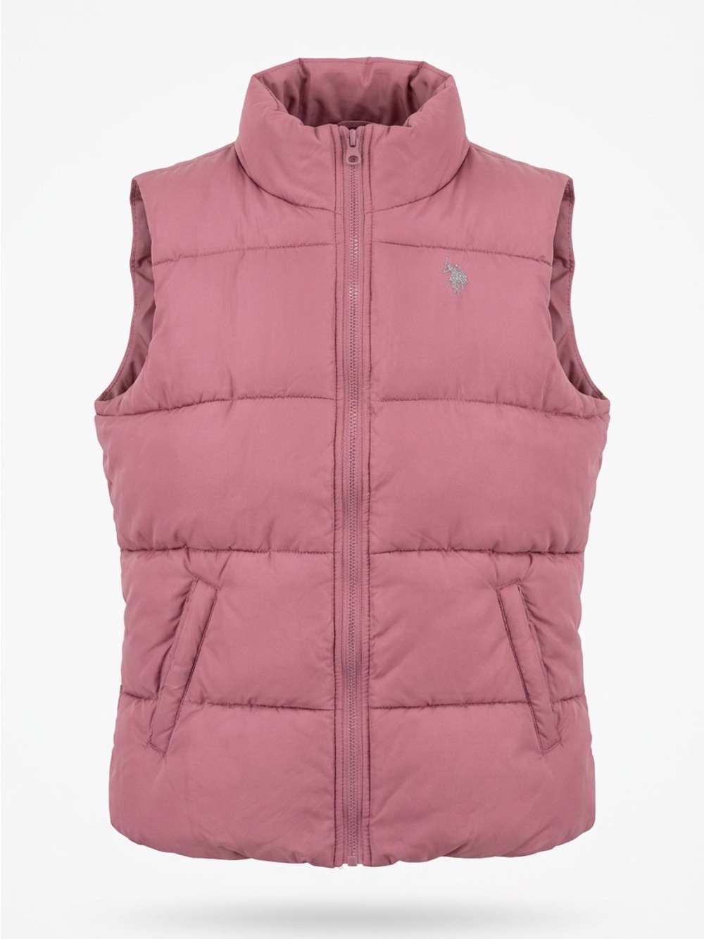 U.S. Polo Assn. Pink Women's Puffer Vest Size Medium Full Zipper Quilted - Picture 3 of 16